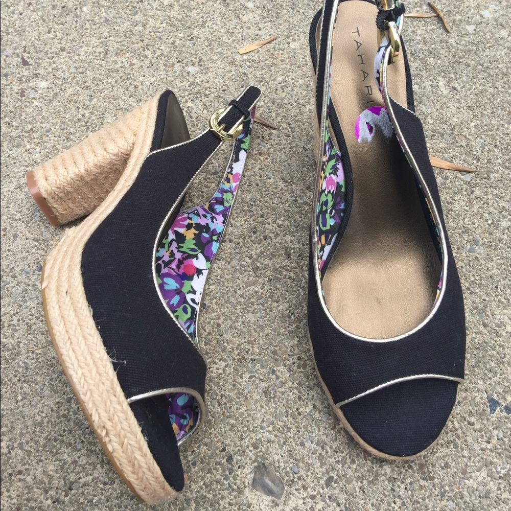 Women's Tahari Black Open Toe Heels Size 8.5M NEW